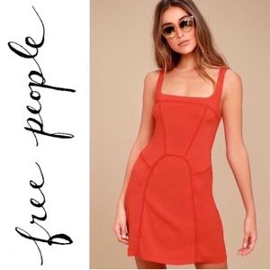 Free People Beyond Me Crochet Coral Mini dress